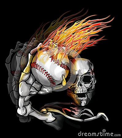 Baseball Tattoos on Stock Photo Skelton Throwing Flaming Baseball Image 10568120