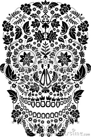 day of dead skull drawing. Grinning day of the dead skull