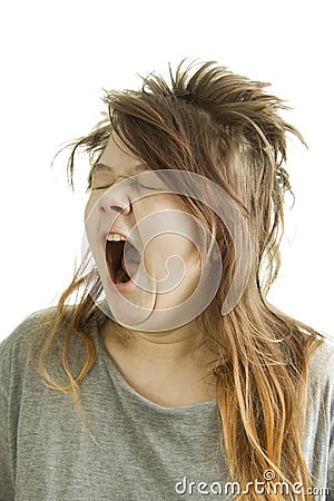 Royalty Free Stock Image: Sleepy girl yawning