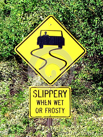 slippery when wet sign. SLIPPERY WHEN WET SIGN