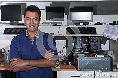Computer Repair Price on Stock Photography  Small Business Owner Of A Computer Repair Store