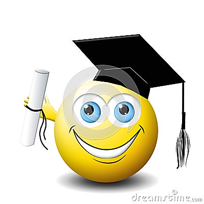 Cartoon on Smiley Face Graduate Stock Photo   Image  5430190
