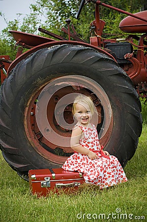 Tractor Vector Free on Smiling Girl And Tractor Stock Photography   Image  9737052