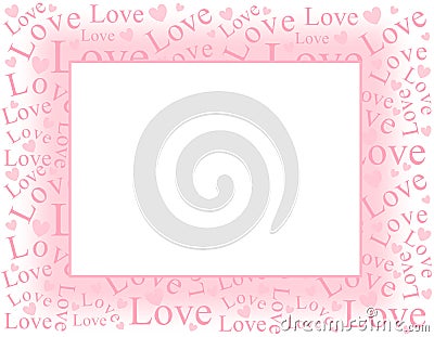 Love Picture Frames on The Word Love With Hearts Randomly Positioned As A Frame Or Border