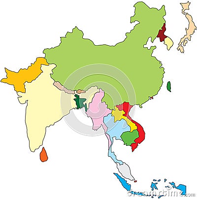 map of asia with capitals. east asia map with capitals.