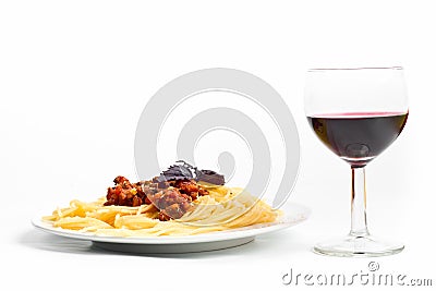 wine and spaghetti