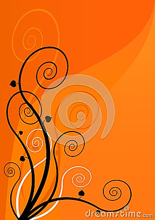 SPIRAL FLOWERS ON ORANGE BACKGROUND. VECTOR ART (click image to zoom)
