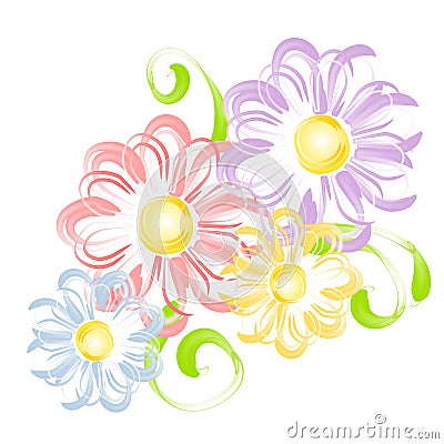 spring flower clip art images. SPRING FLOWERS IN PEN BRUSH