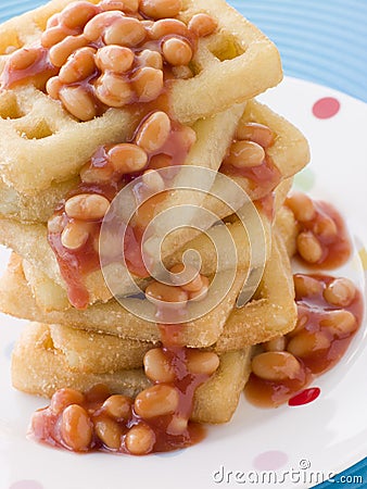  Potato Waffles with Baked Beans 
