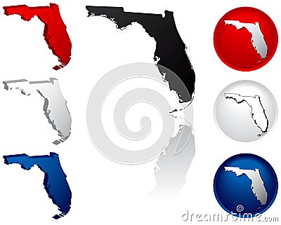 florida map outline. Florida Icons in Red White and