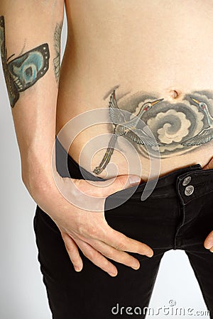 stomach tattoo double