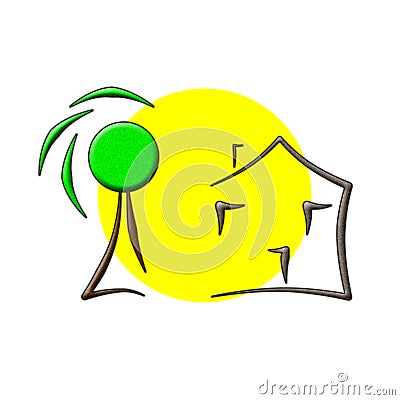 A sun tree house logo design