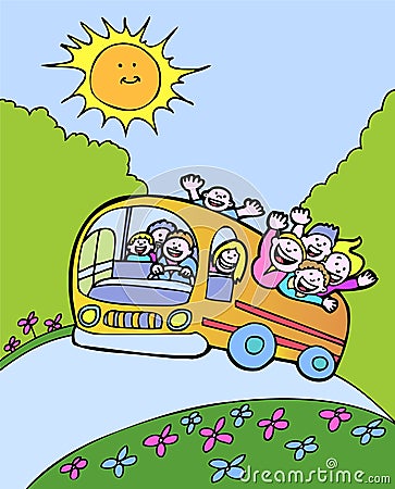 Sunshine Bus Happy kids riding the 