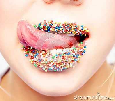 Sweet Girls on Home   Royalty Free Stock Photography  Sweet Lips