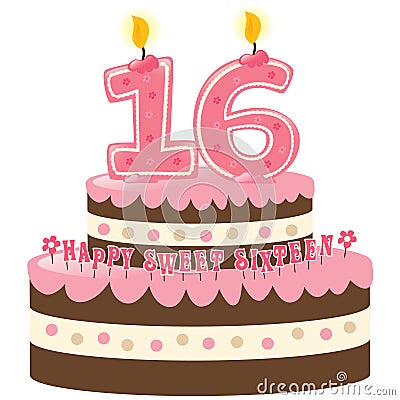 Birthday Cake Clip  on Royalty Free Stock Photos  Sweet Sixteen Birthday Cake  Image  9945708