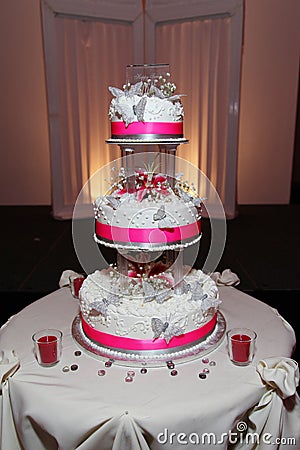 Sweet Sixteen Birthday Cakes on Three Tier  Formal Cake For Sweet Sixteen Quince  White With Pink