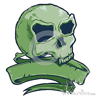 TATTOO STYLE SKULL BANNER VECTOR ILLUSTRATION (click image to zoom)