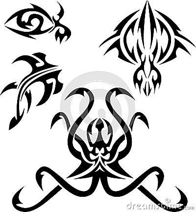 Royalty Free Stock Image: Tattoos sea creatures
