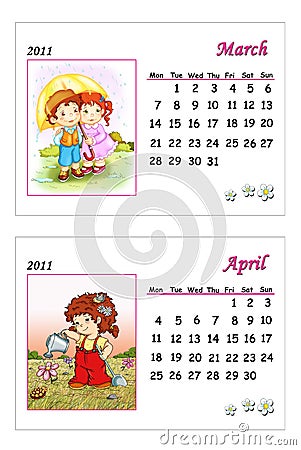 Calendar March 2011 on Stock Photos  Tender Calendar 2011   March And April  Image  15380143