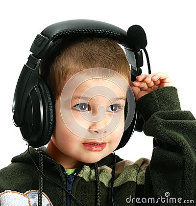 Earphones on Home   Royalty Free Stock Photo  The Child In Headphones