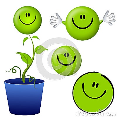 THINK GREEN SMILEY FACE CARTOON CHARACTERS (click image to zoom)