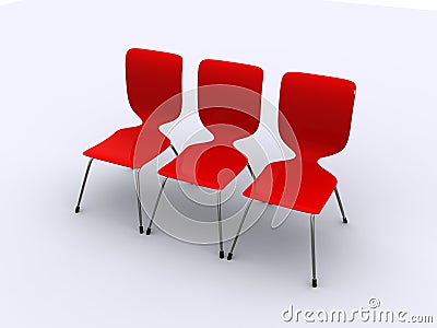  Chairs on Home   Stock Photography  Three Red Chairs In A Row