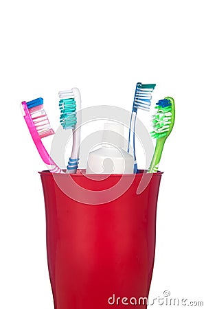 Stock Image: Toothbrushes in a cup