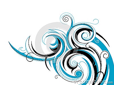 Decorative swirls shaped as water wave. Keywords: