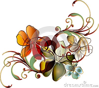 Tropical Flower Tattoos on Vector Illustration  Tropical Floral Scroll  Image  5438048