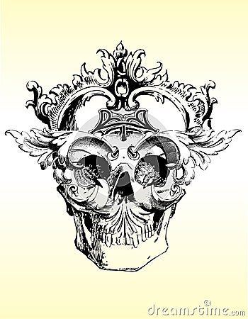 skull tattoo with crown. TWISTED SKULL ILLUSTRATION