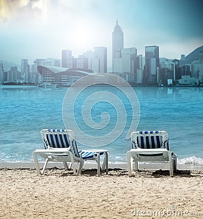 Beach Chairs on Two Beach Chairs Stock Photo   Image  19304940