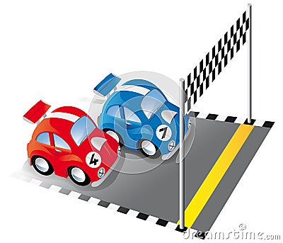  Race Cars on Vector Illustration  Two Funny Race Cars On Race Track  Image