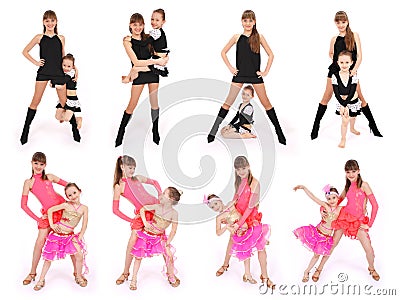 Dress Model Poses on Home   Stock Photo  Two Girl In Dress Posing In Studio Eight Poses