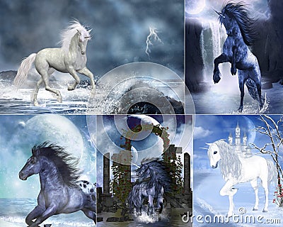 Stock Image: Unicorn collage. Image: 19035321