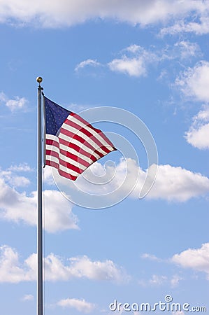 american flag waving. US FLAG WAVING IN THE BREEZE