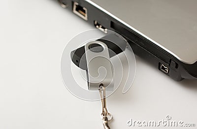 Laptop Memory Finder on Home   Stock Photo  Usb Memory Stick Plugged Into Laptop