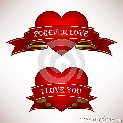 Royalty Free Stock Image: Valentine Love Heart Ribbon Scroll Banner