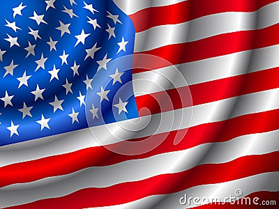 american flag waving in wind. VECTOR AMERICAN FLAG WAVING IN