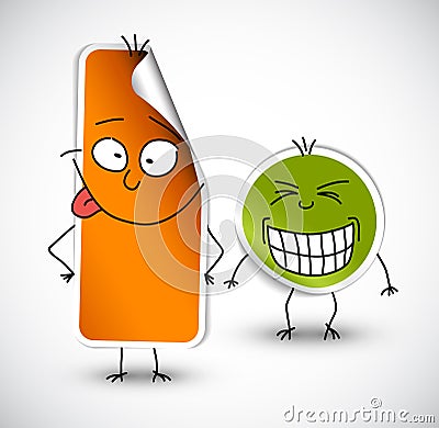 Vector Funny Stickers Green And Orange Royalty Free Stock Photo ...