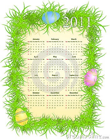 2011 calendar easter