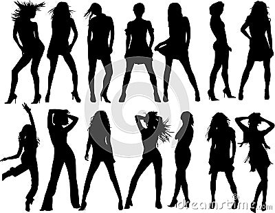 Royalty Free Stock Images: Vector silhouette women