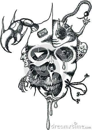 Stock Image: Vector tattoo daemon face