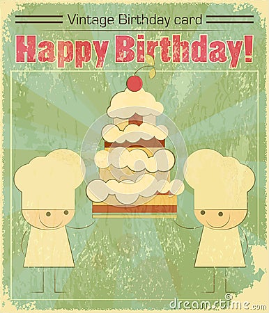 ... Illustration: Vintage birthday card Design with che