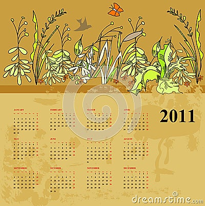 Calendar  2011 on Vector Illustration  Vintage Calendar For 2011  Image  15037319