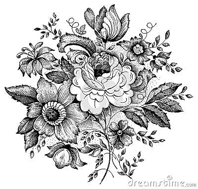 Vector India  Free Download on Vintage Flower Vector Illustration Royalty Free Stock Images   Image