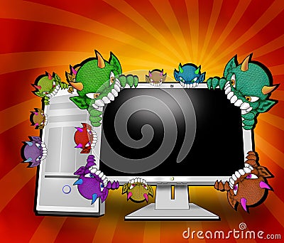 Free Remove Virus  Computer on Home   Royalty Free Stock Photos  Viruses Attacking Computer