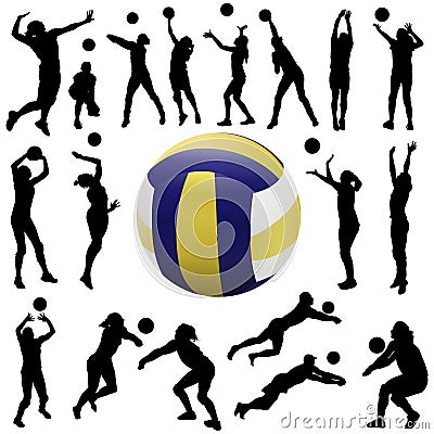 volleyball player silhouette. VOLLEYBALL PLAYER SET (click