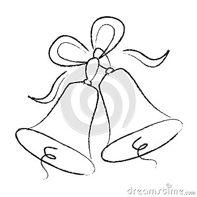 Vector Illustration Free on Outline Illustration Of Wedding   Christmas Bells With Ribbons