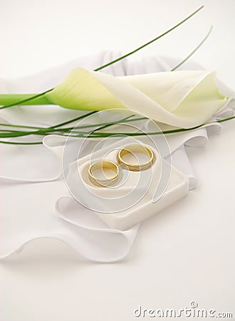 wedding rings background. Wedding ring and flower on