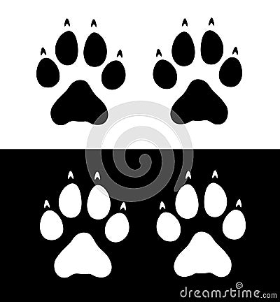 grey wolf paw print tracks - decals stickers; Dog paw bead pattern - safety 